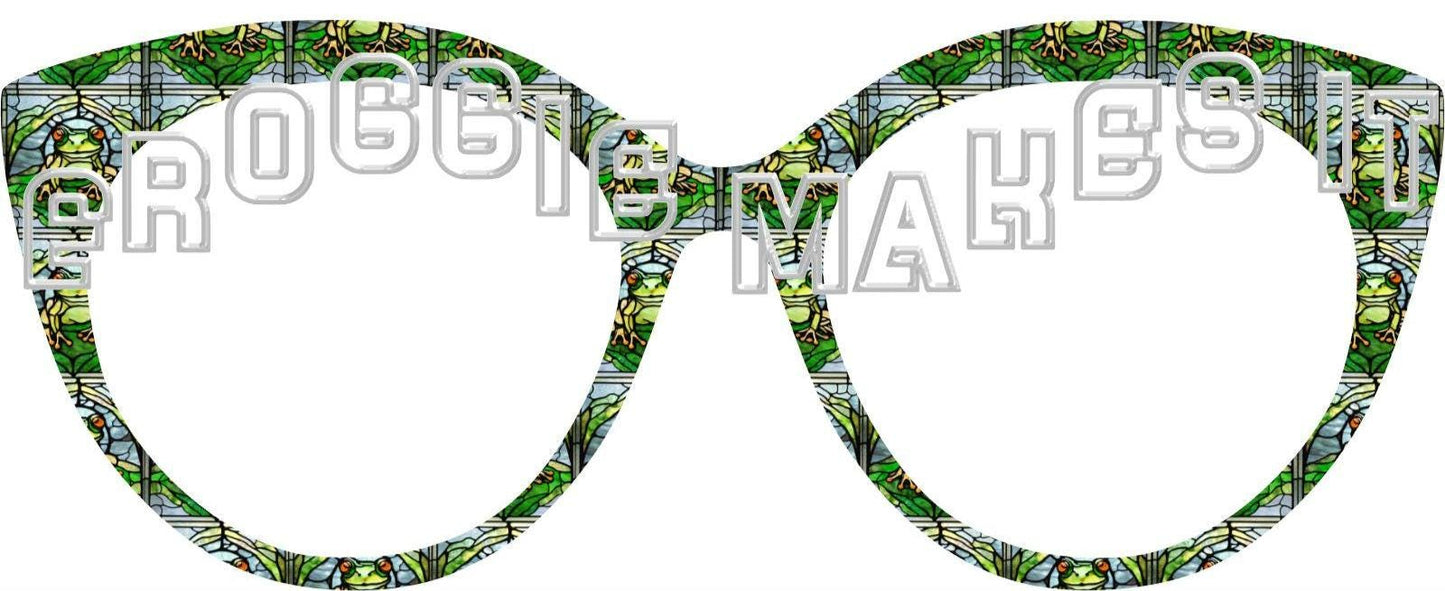 Opaque Frog Stained Glass #8 frame topper to fit Pair frames