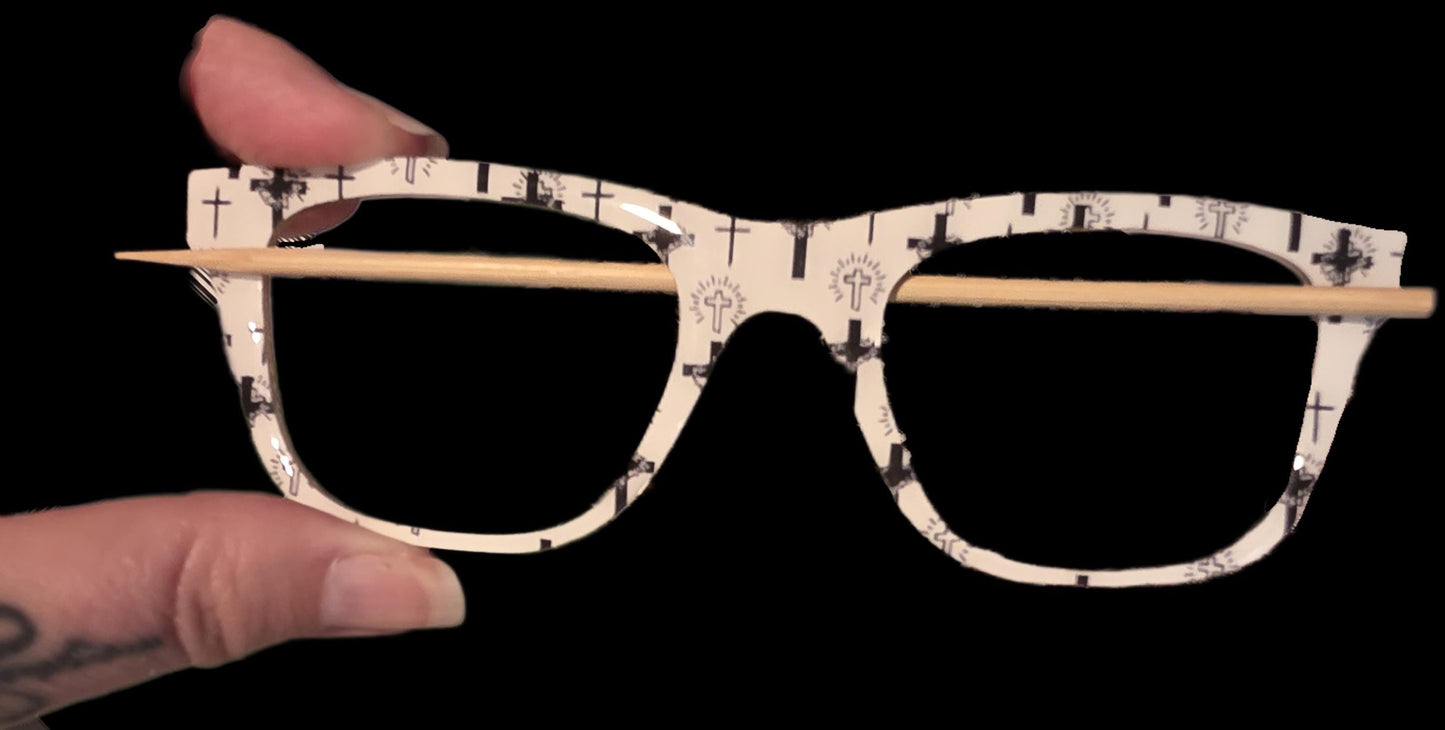 Holographic Crosses BW frame topper to fit Pair frames