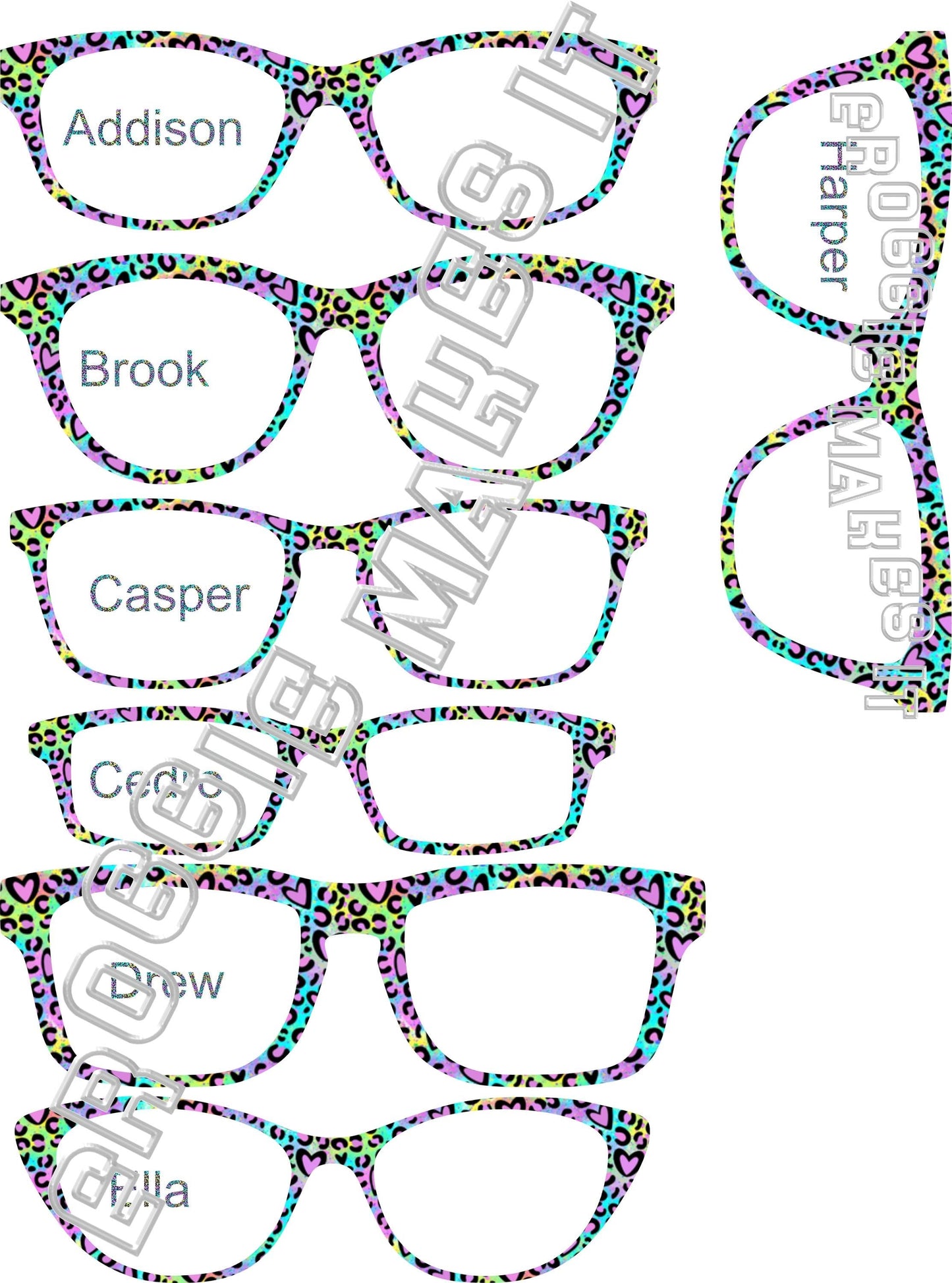 Holographic Neon Cheetah frame topper compatible with Pair frames