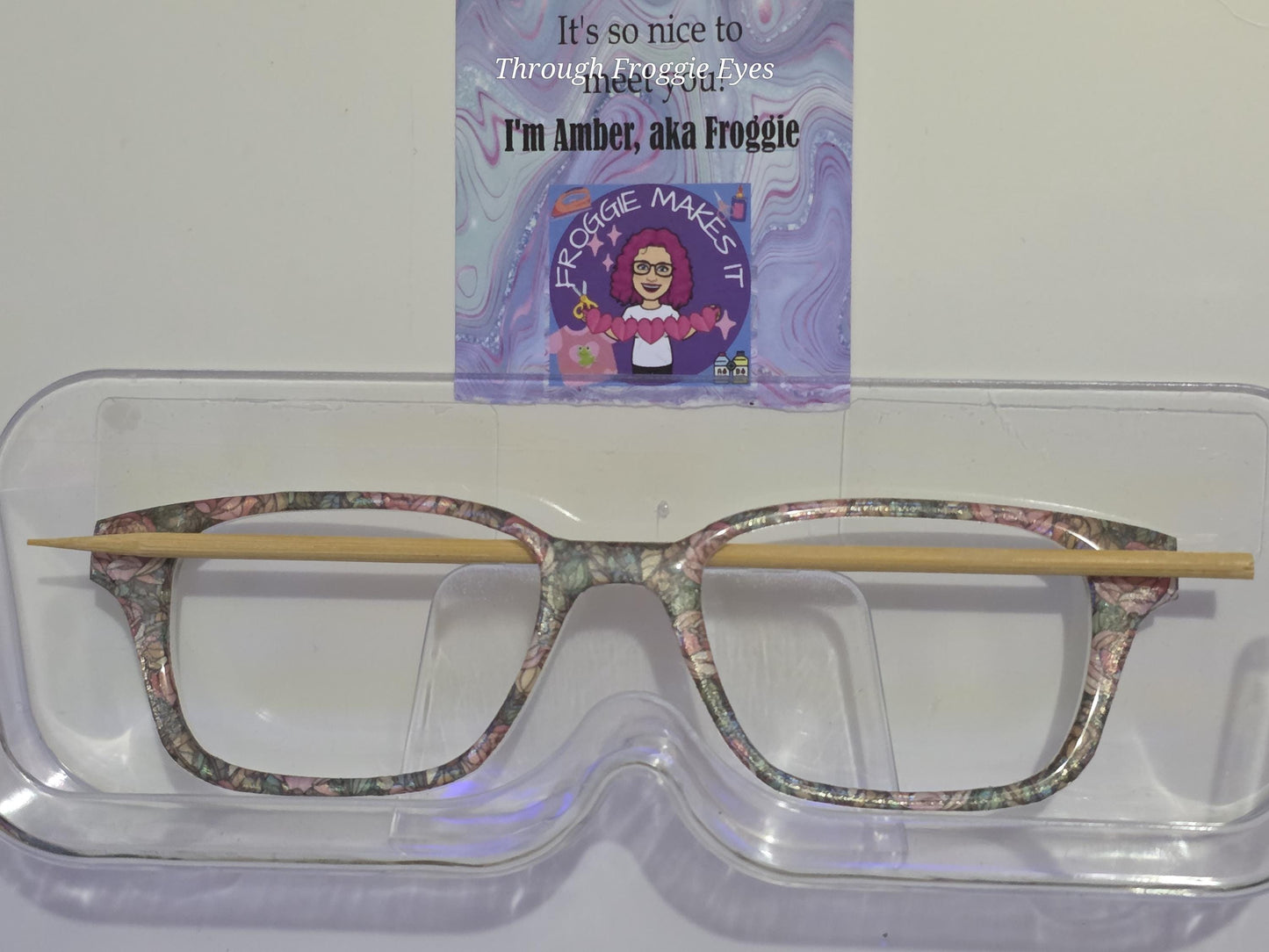 Opaque Pink Rose Stained Glass frame topper to fit Pair frames