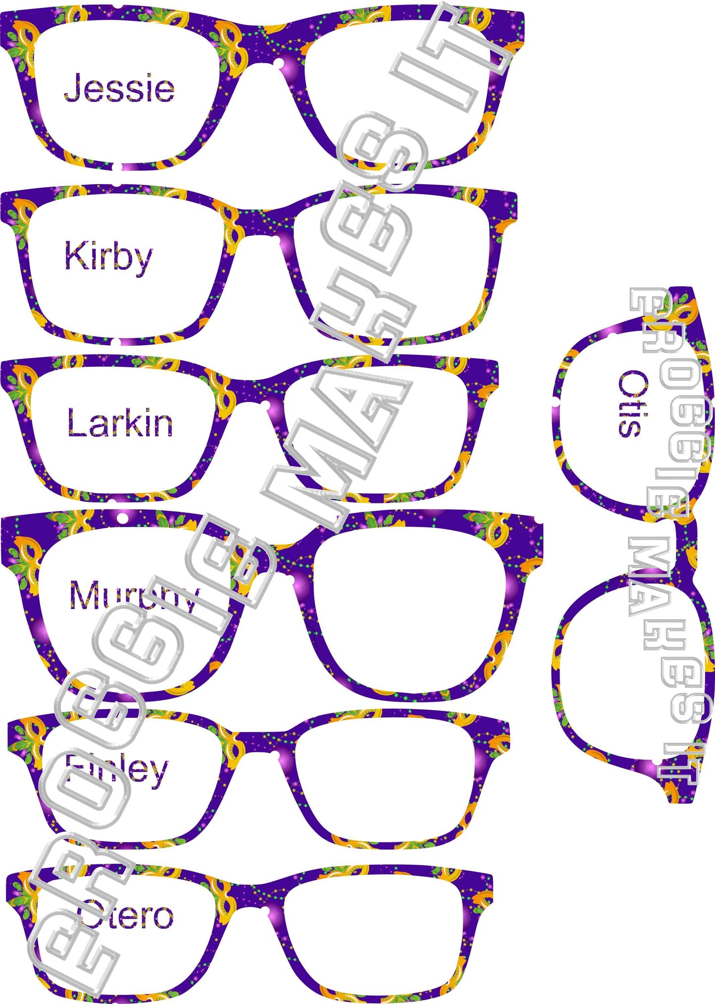 Opaque Mardi Gras Masks frame topper compatible with Pair frames
