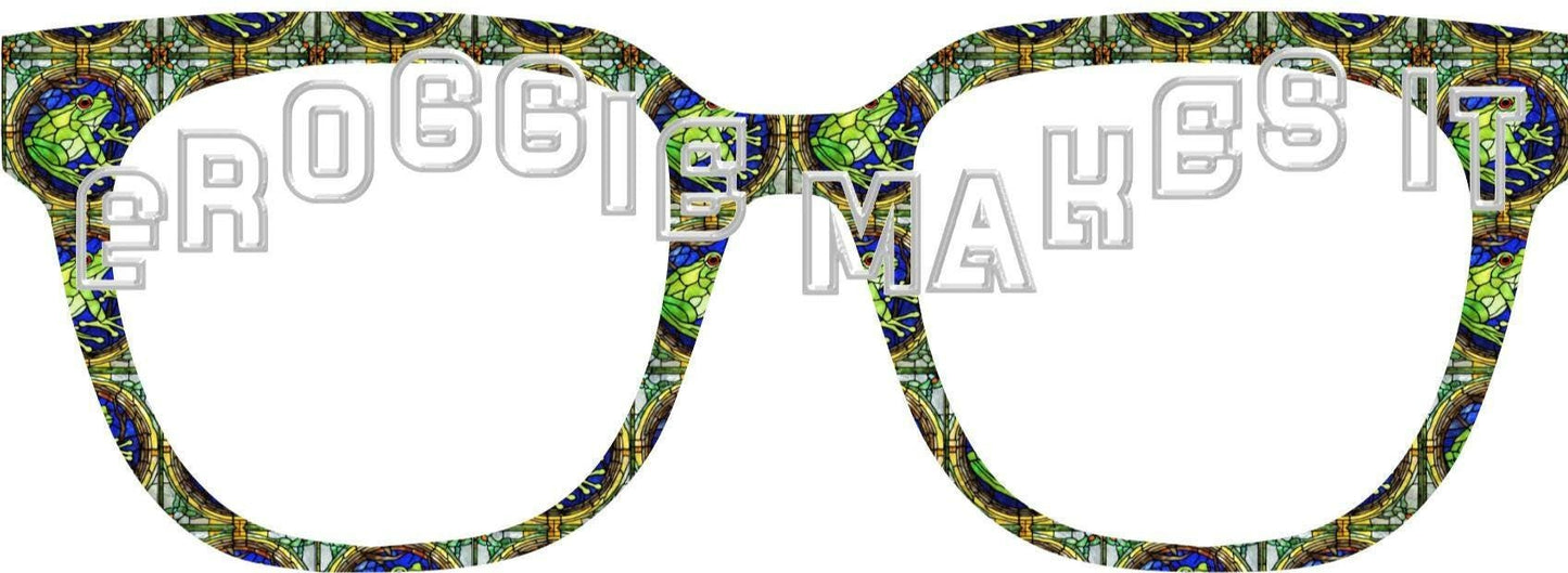 Translucent Frog Stained Glass #5 frame topper to fit Pair frames