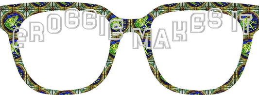 Translucent Frog Stained Glass #5 frame topper to fit Pair frames