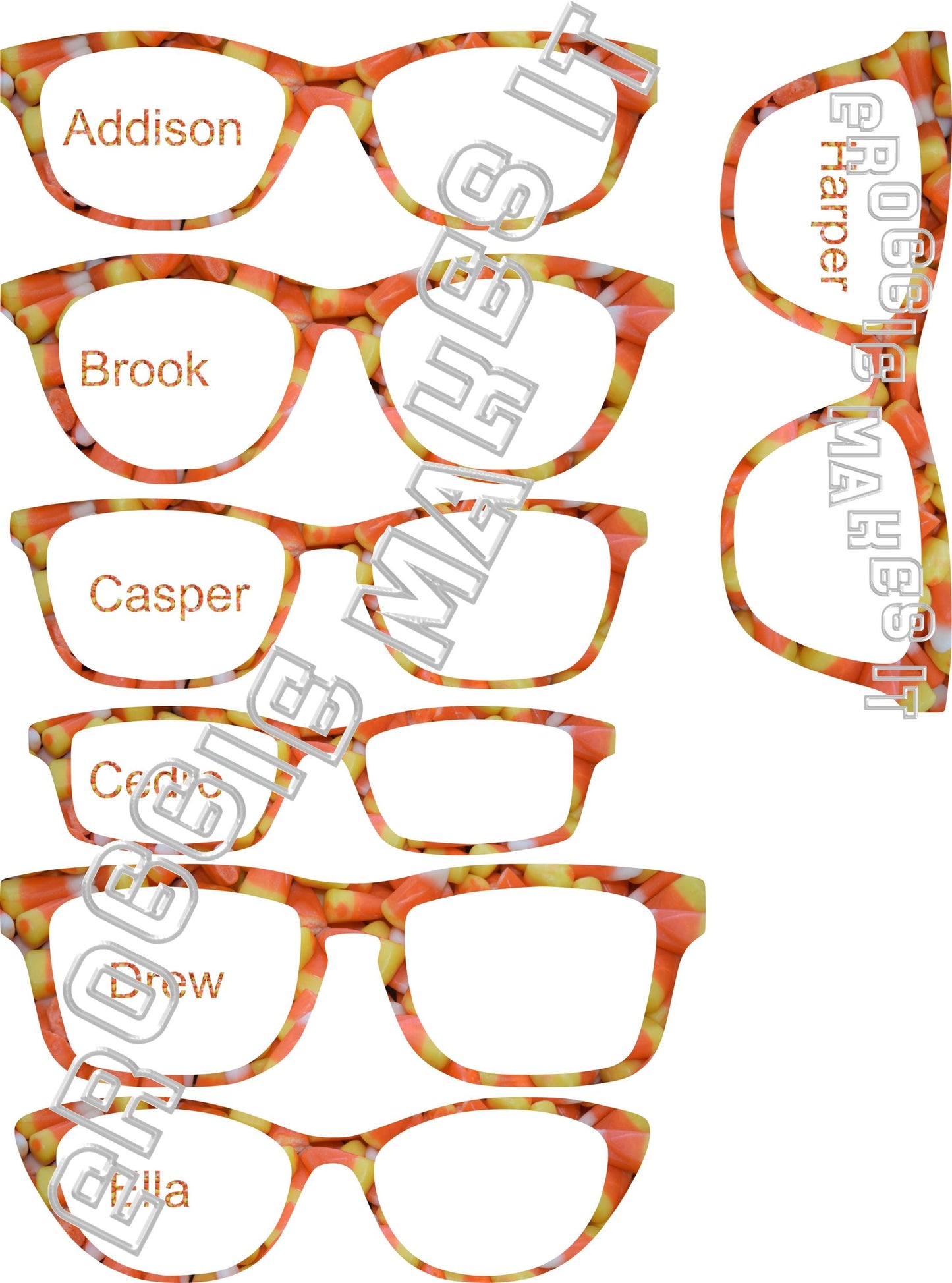 Opaque Candy Corn frame topper compatible with Pair frames +