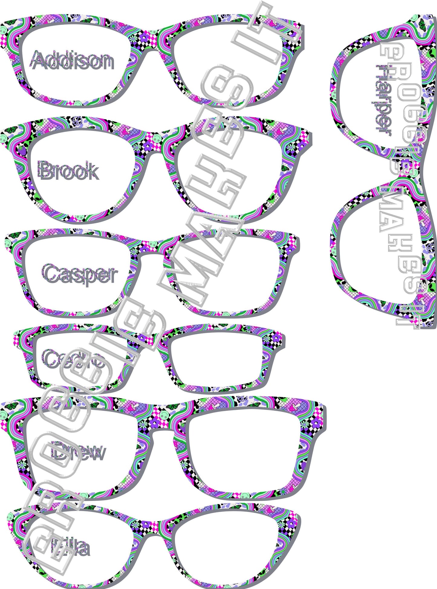 Opaque Groovy, Out of this World, Retro, Hippie, Alien frame topper to fit Pair frames- 2nd Color Option