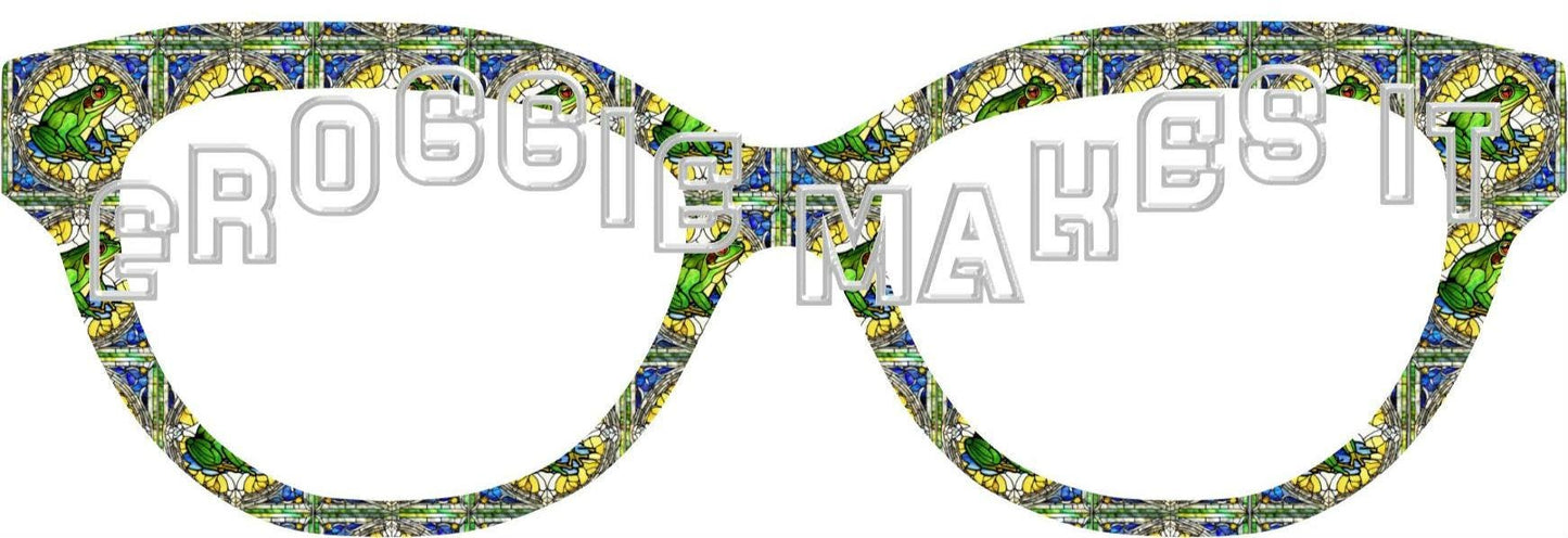 Translucent Frog Stained Glass #9 frame topper to fit Pair frames