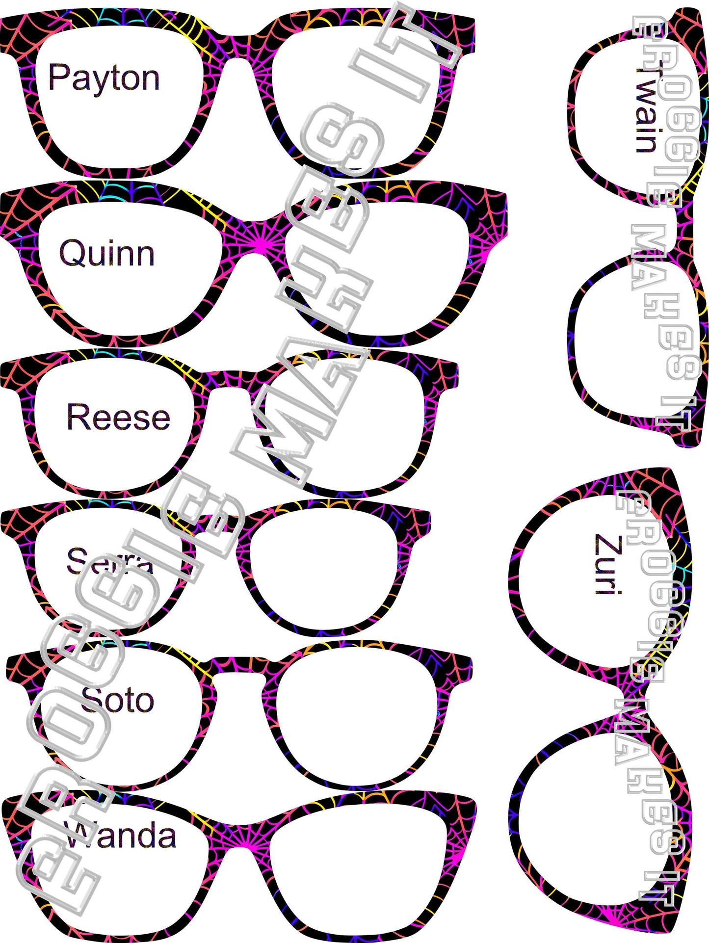 Holographic Neon Halloween-10 Webs frame topper compatible with Pair frames +