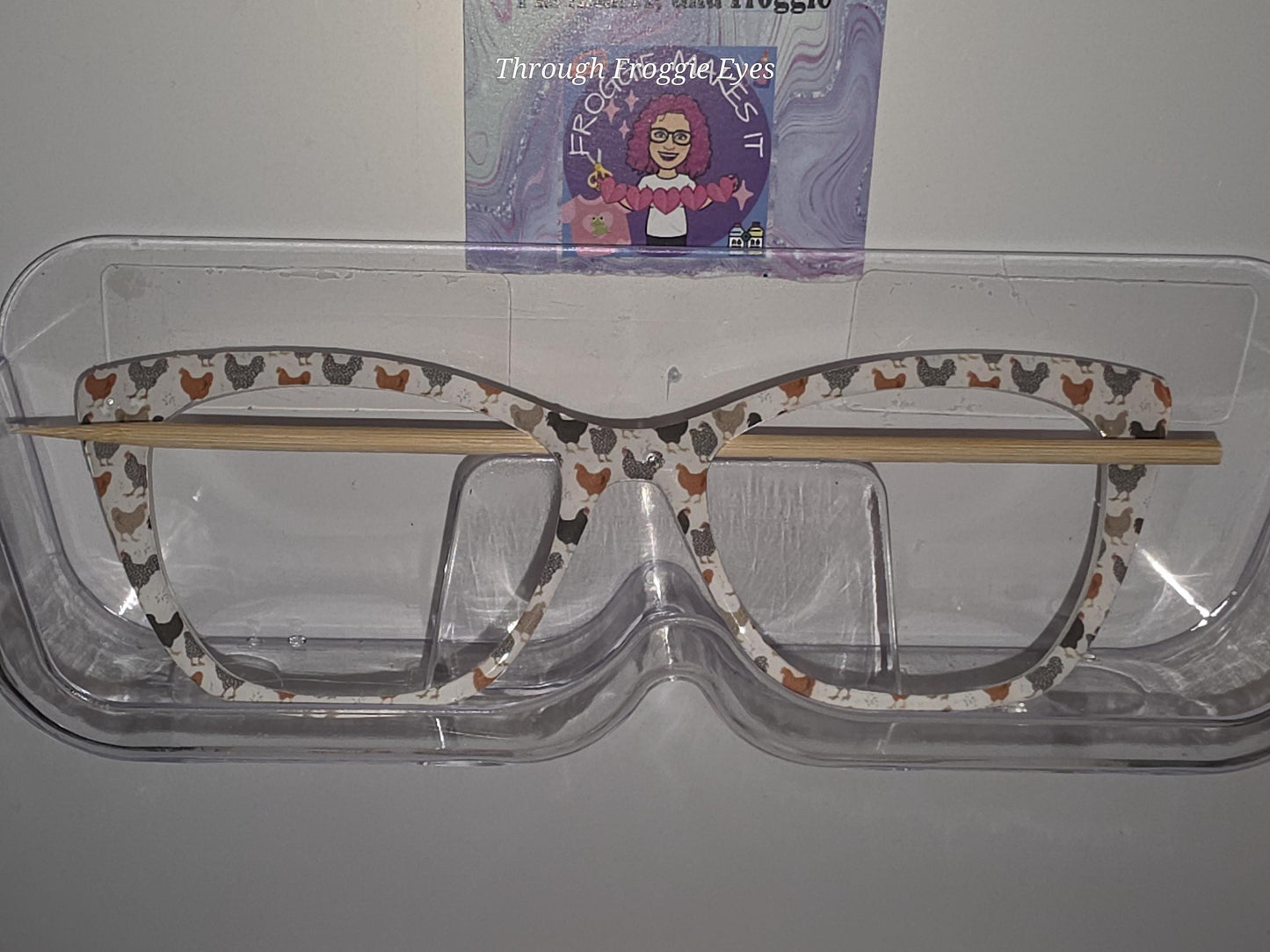 Holographic Happy Hens frame topper compatible with Pair frames