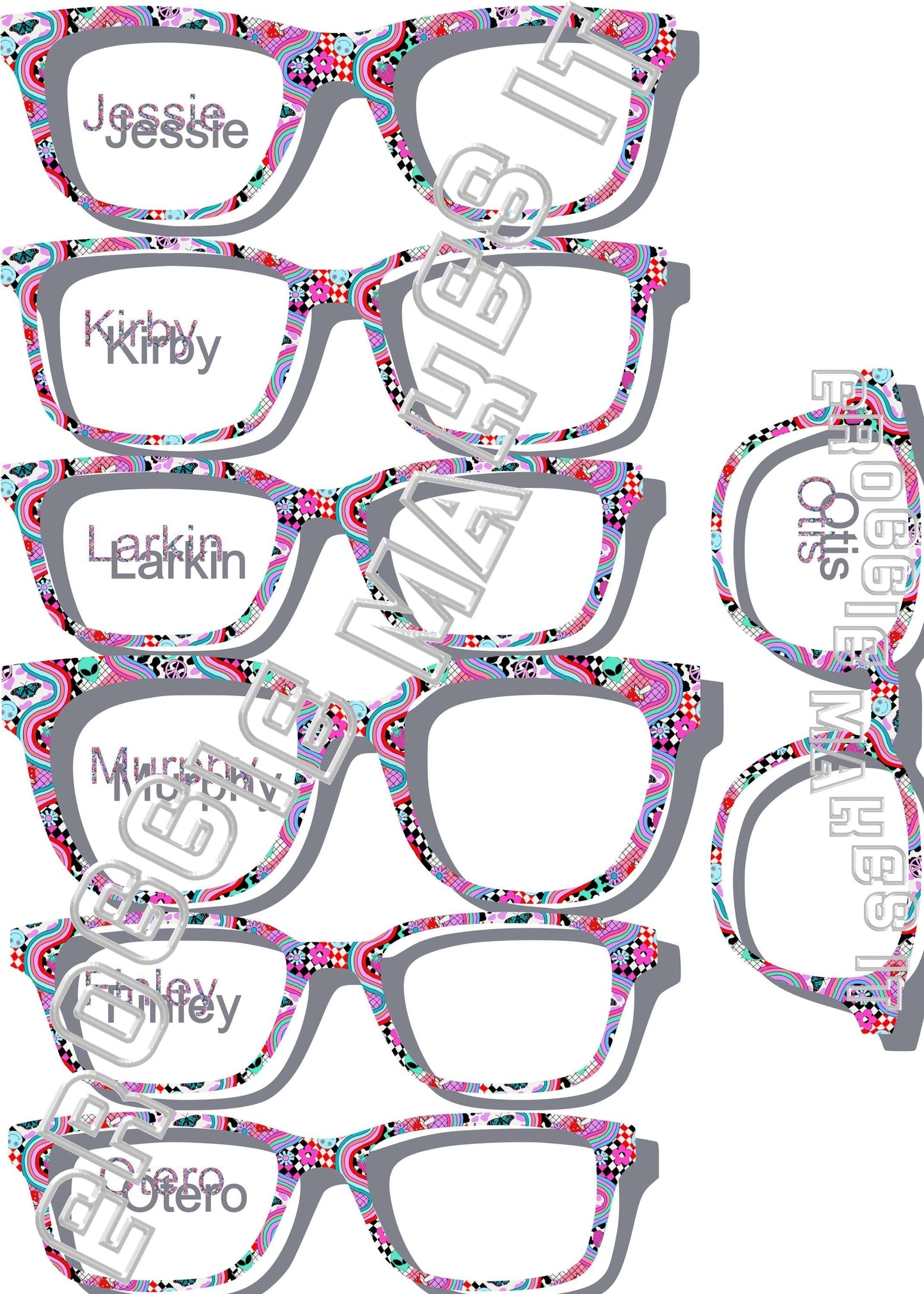 Translucent Groovy, Out of this World, Retro, Hippie, Alien frame topper to fit Pair frames