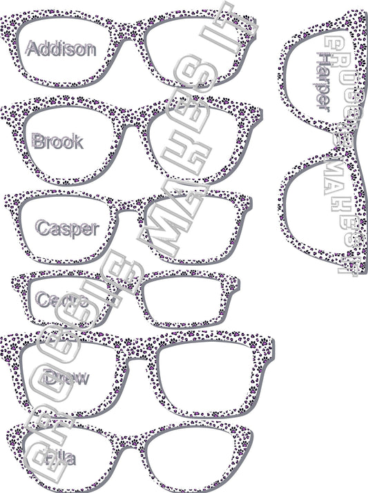 Opaque Purple Paw Prints frame topper to fit Pair frames