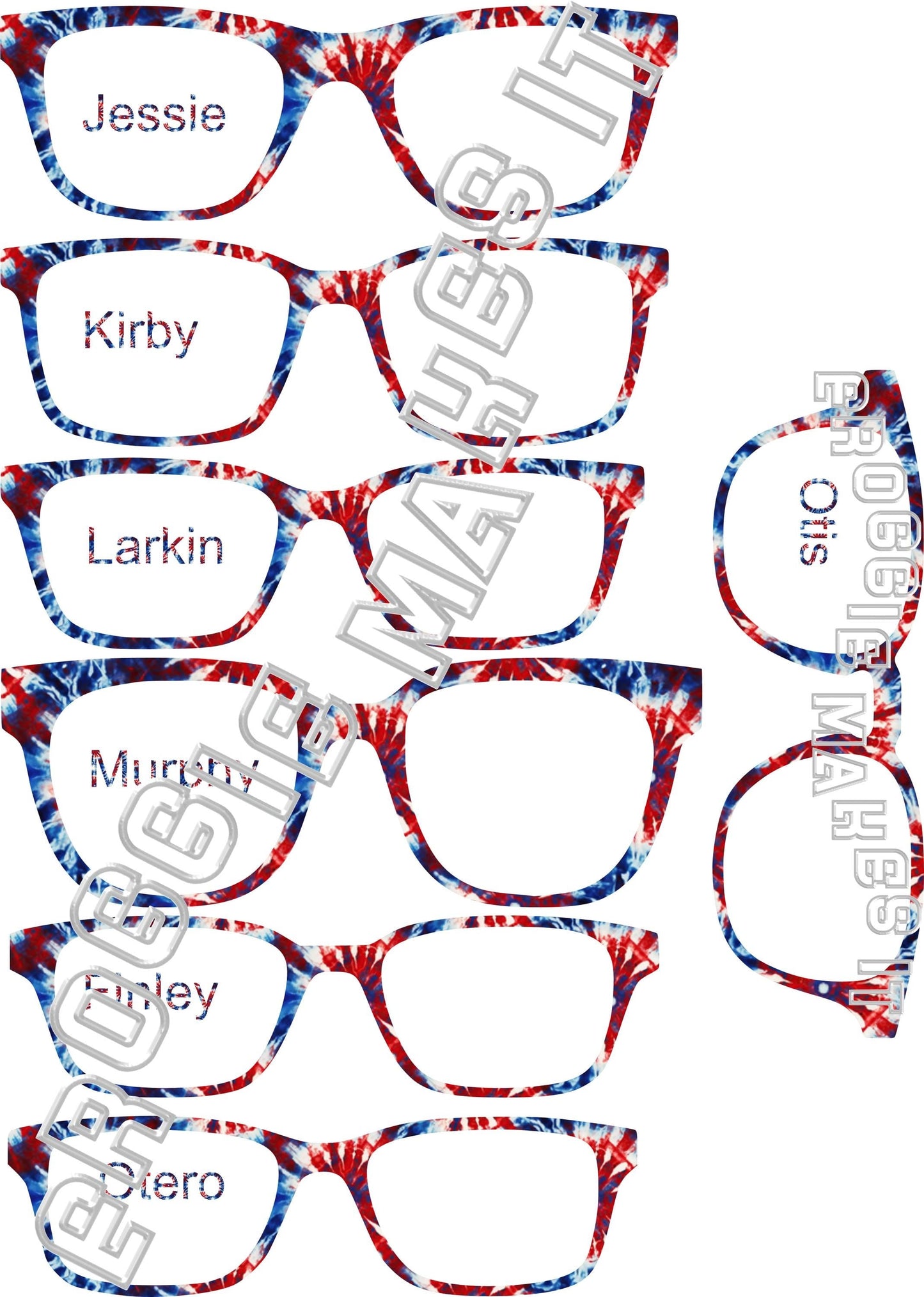 Holographic Red White & Blue Tie-Dye frame topper compatible with Pair frames