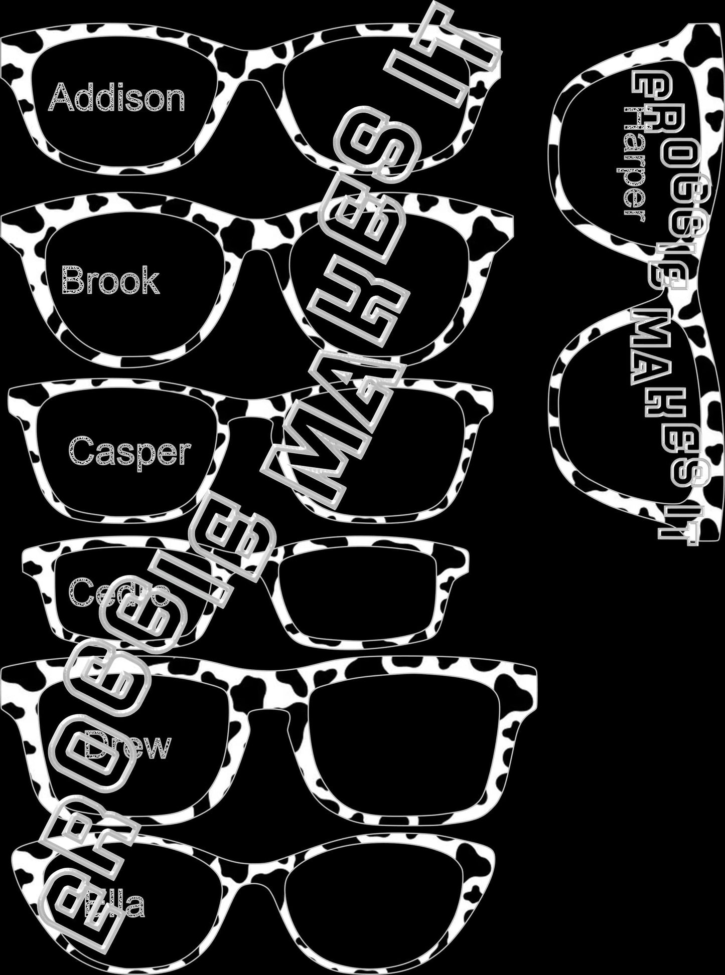 Translucent Cow print frame topper compatible with Pair Eyewear frames with translucent option