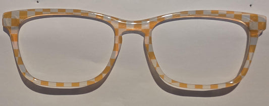 Holographic Orange & White Checkerboard frame topper compatible with Pair frames