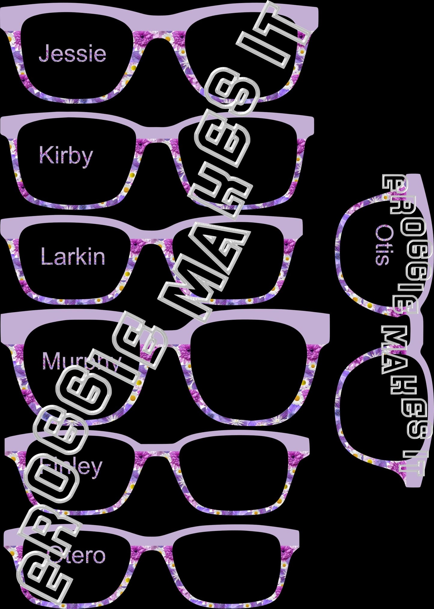 Holographic Shades of Purple Flowers & lilac split frame topper compatible with Pair frames