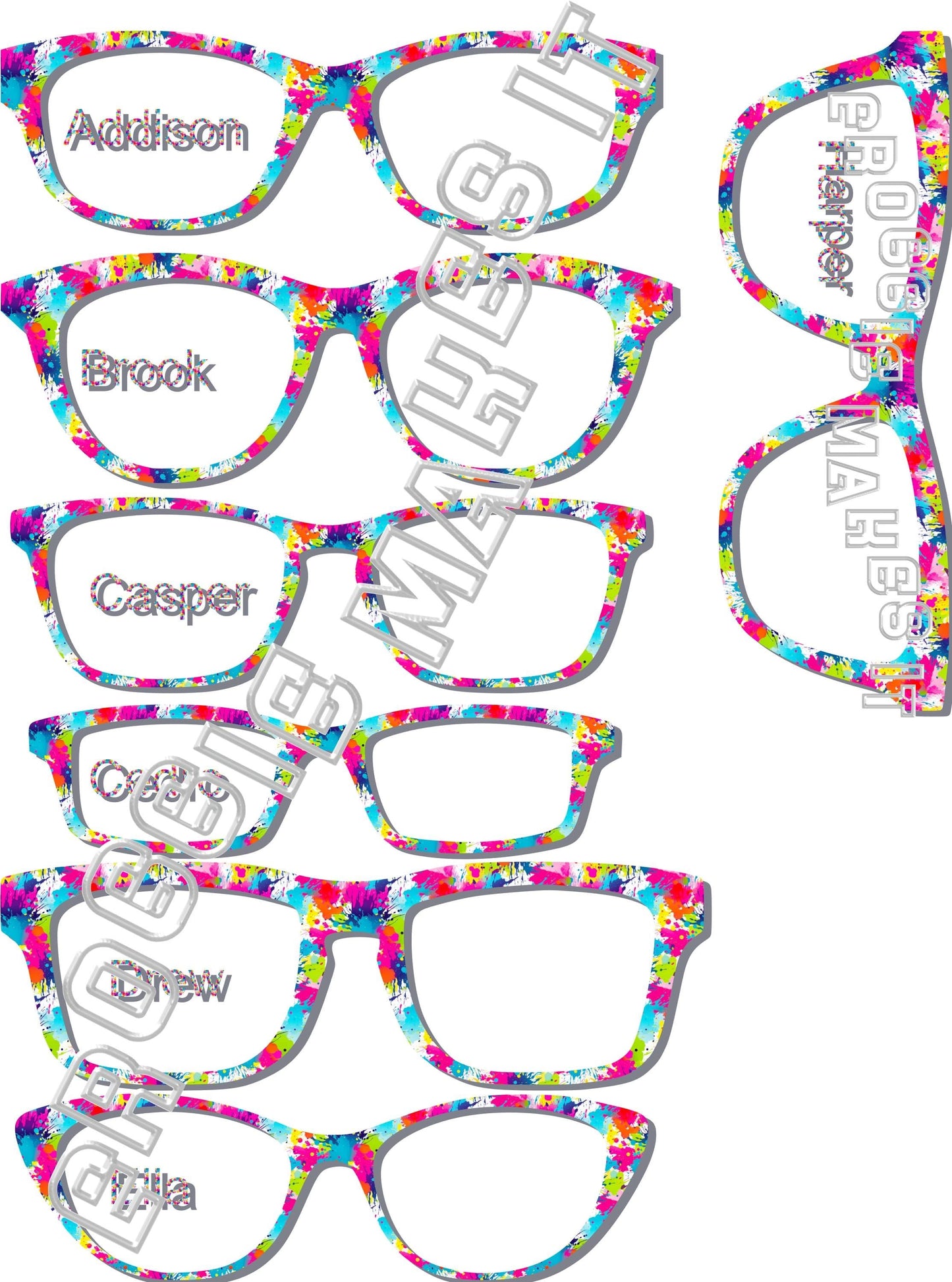 Holographic Paint Splatter frame topper to fit Pair frames