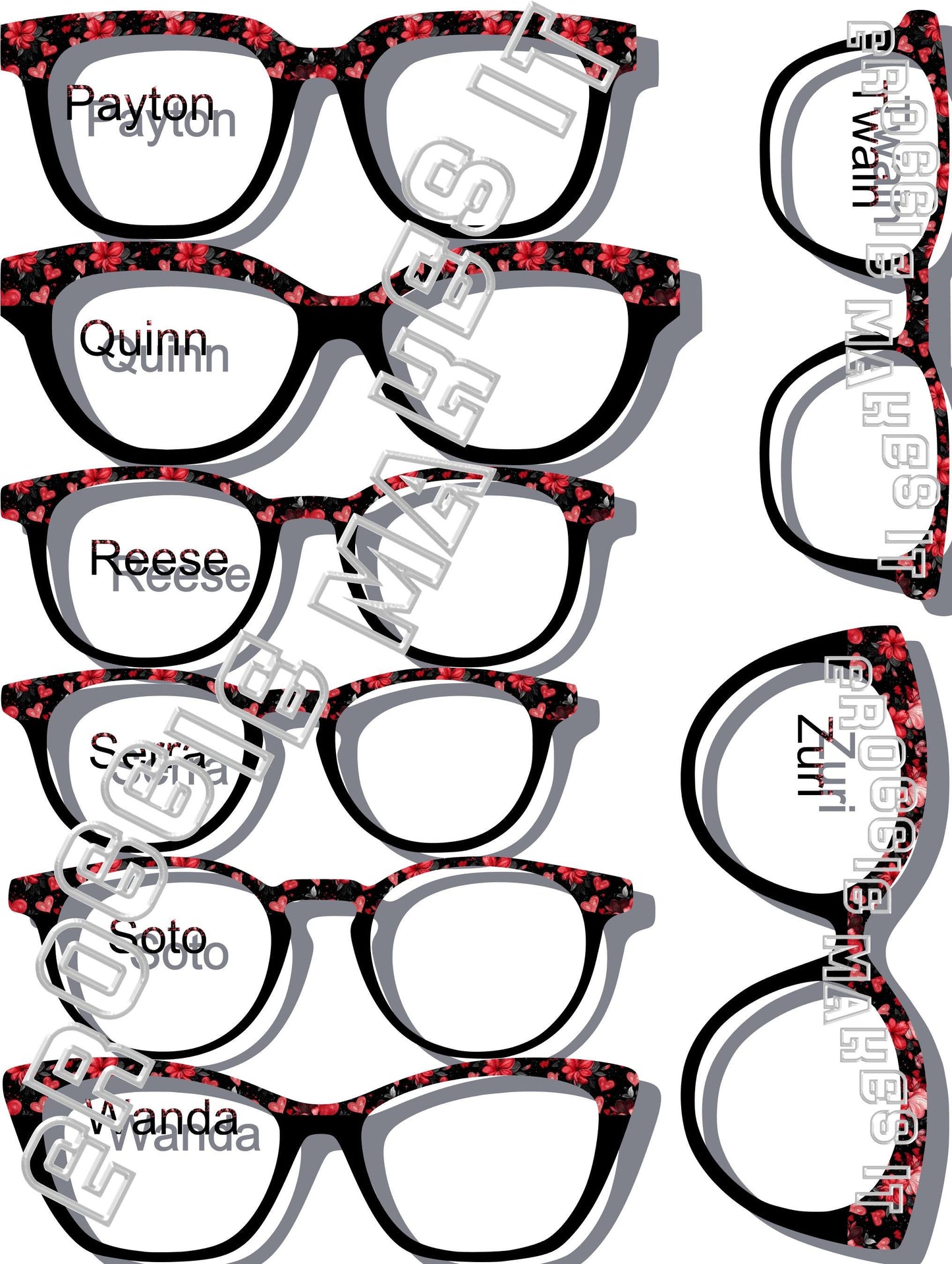 Opaque Passion Petals Split frame topper to fit Pair frames, black