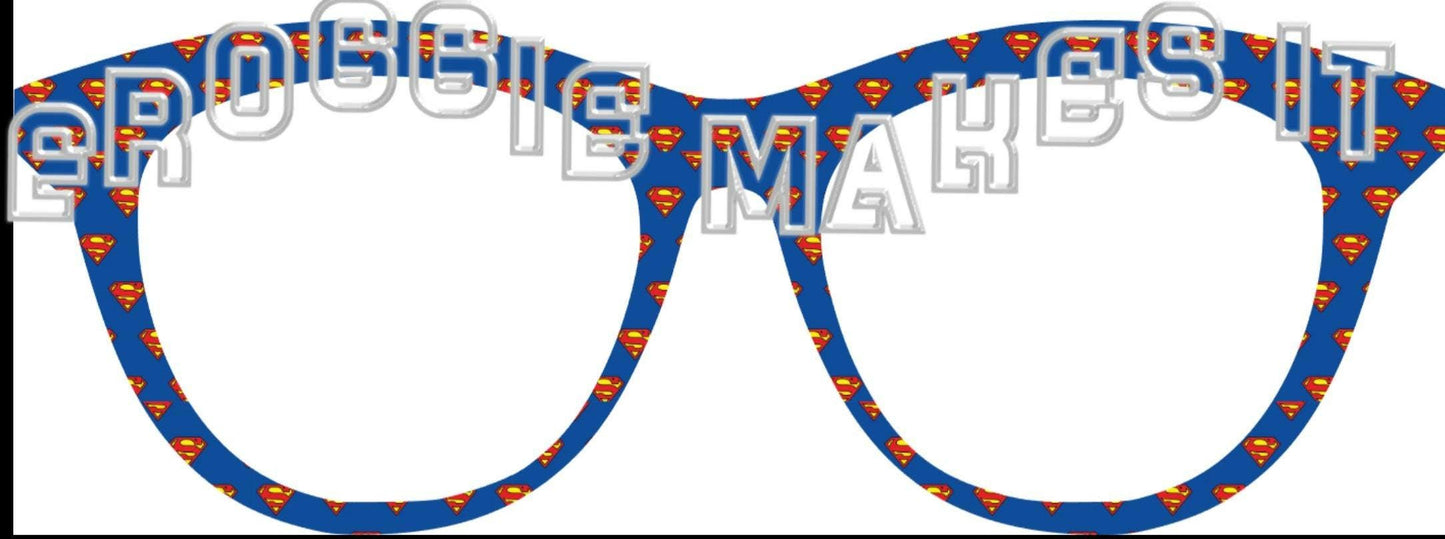 Opaque Superman Blue frame topper compatible with Pair Eyewear frames with translucent option