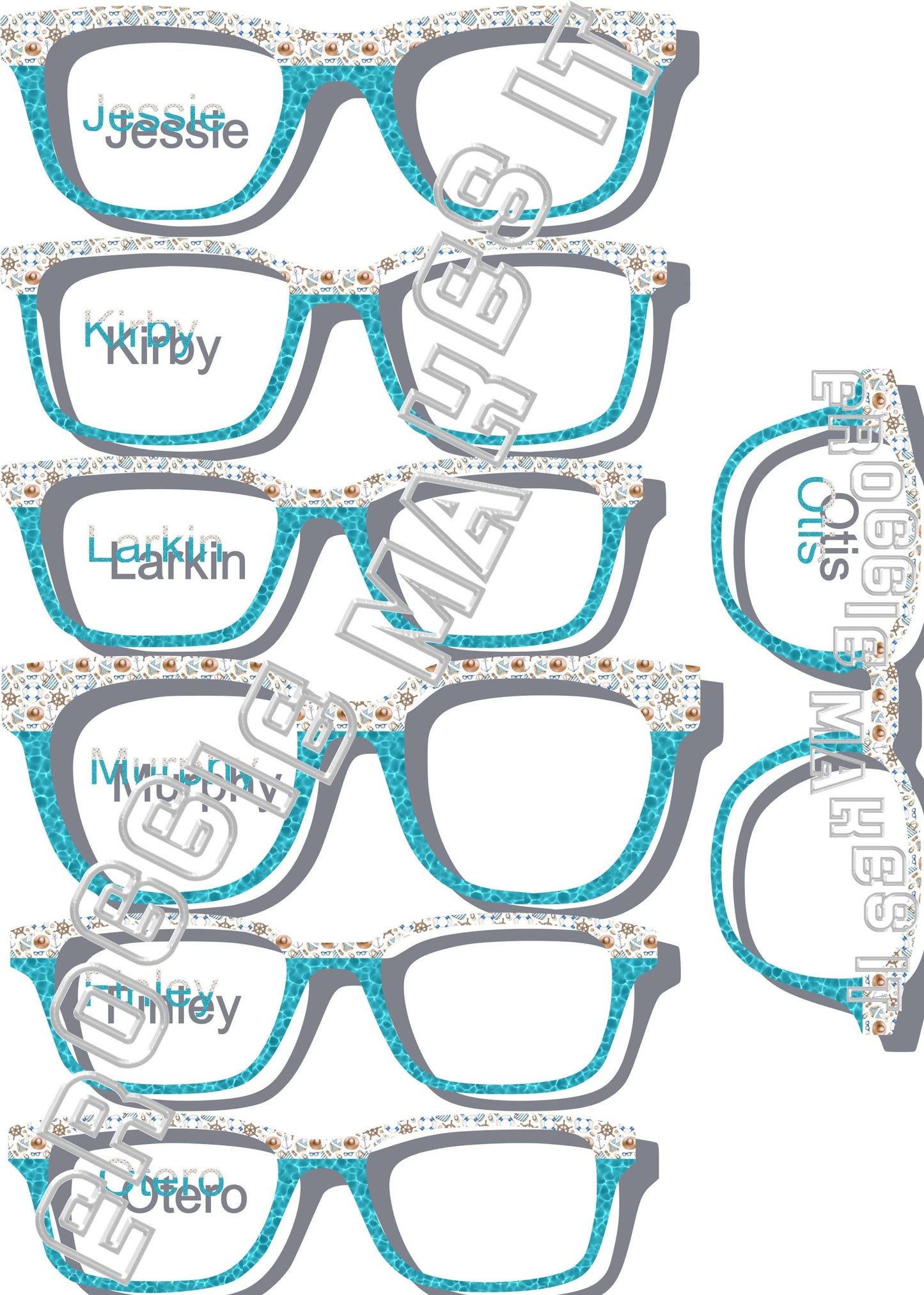 Opaque Boat Days over Water split frame topper to fit Pair frames with translucent option +