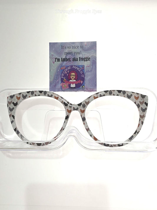 Holographic Happy Hens frame topper compatible with Pair frames