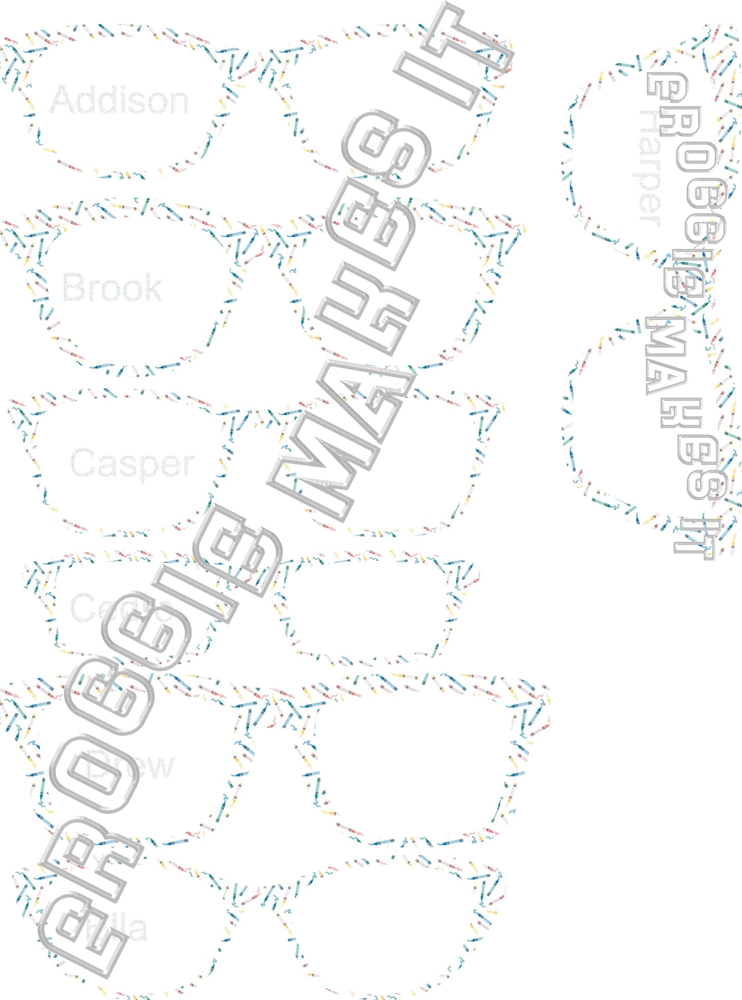 Translucent Crayons frame topper compatible with Pair frames