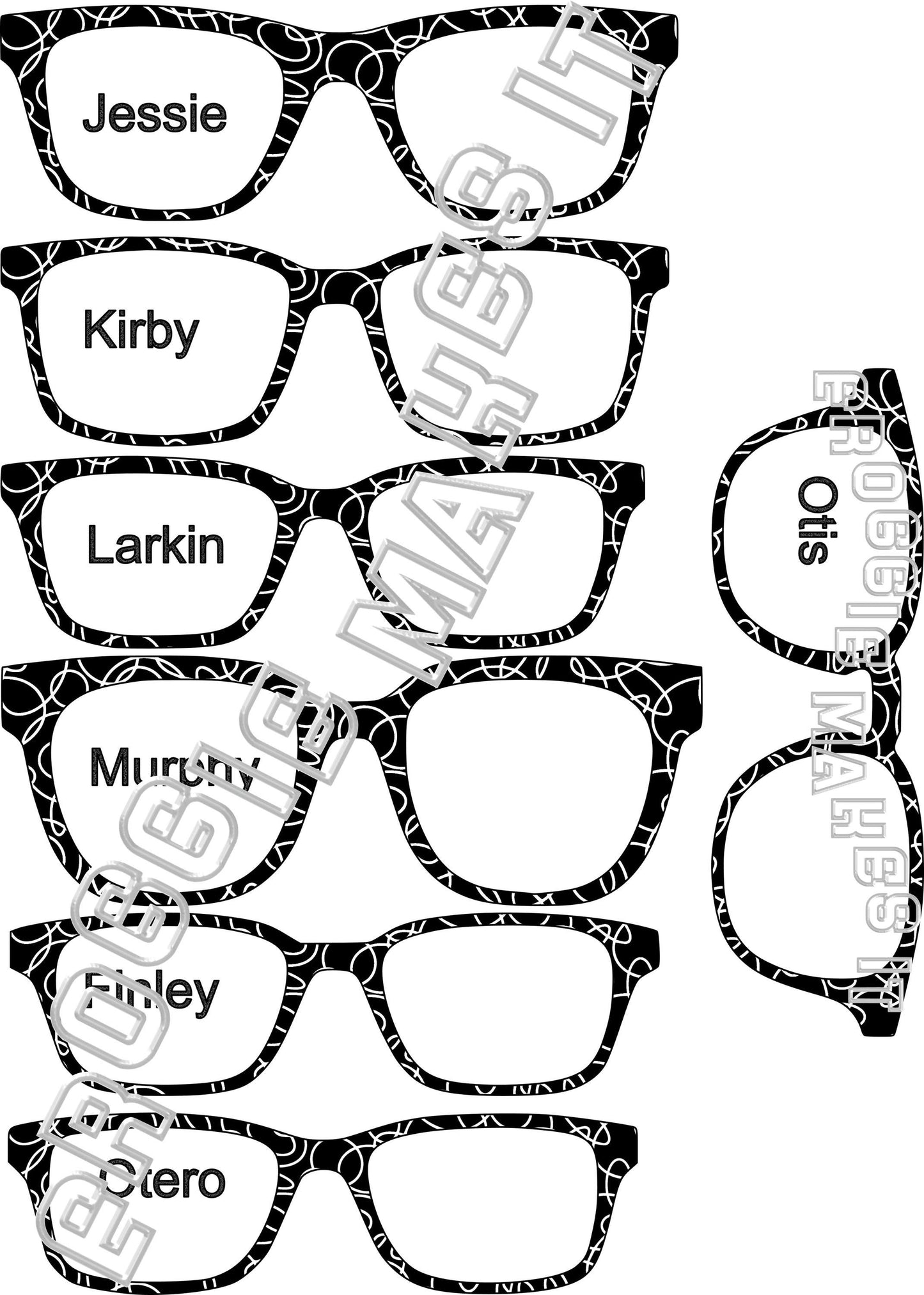 Holographic Black PATTERN-19 frame topper compatible with Pair frames