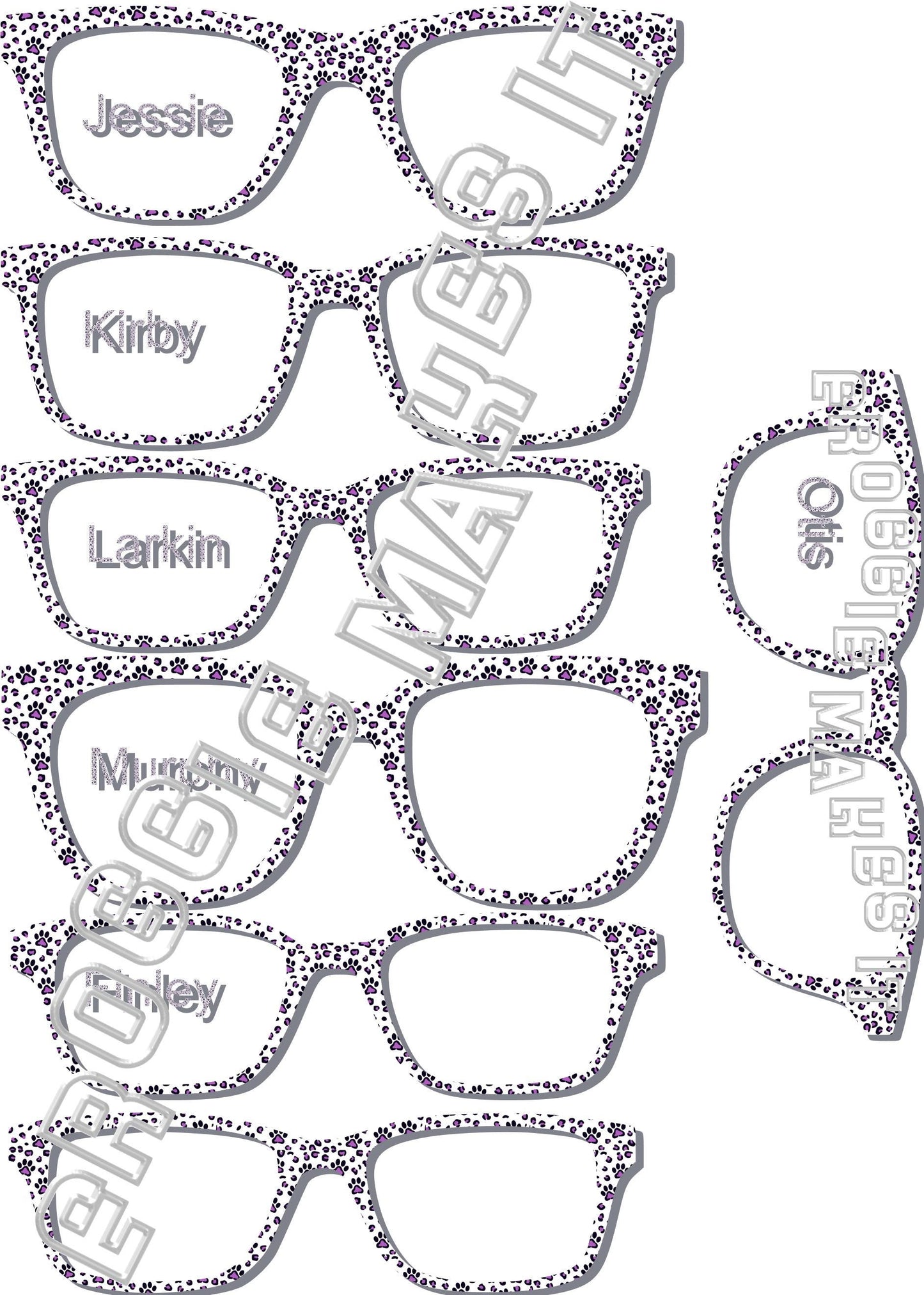 Opaque Purple Paw Prints frame topper to fit Pair frames