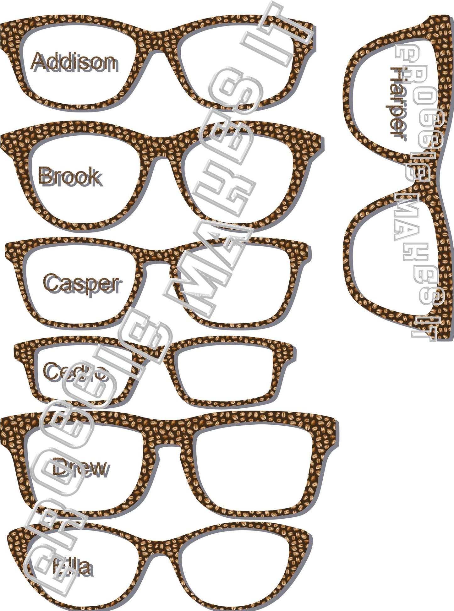 Holographic Coffee Beans frame topper compatible with Pair frames