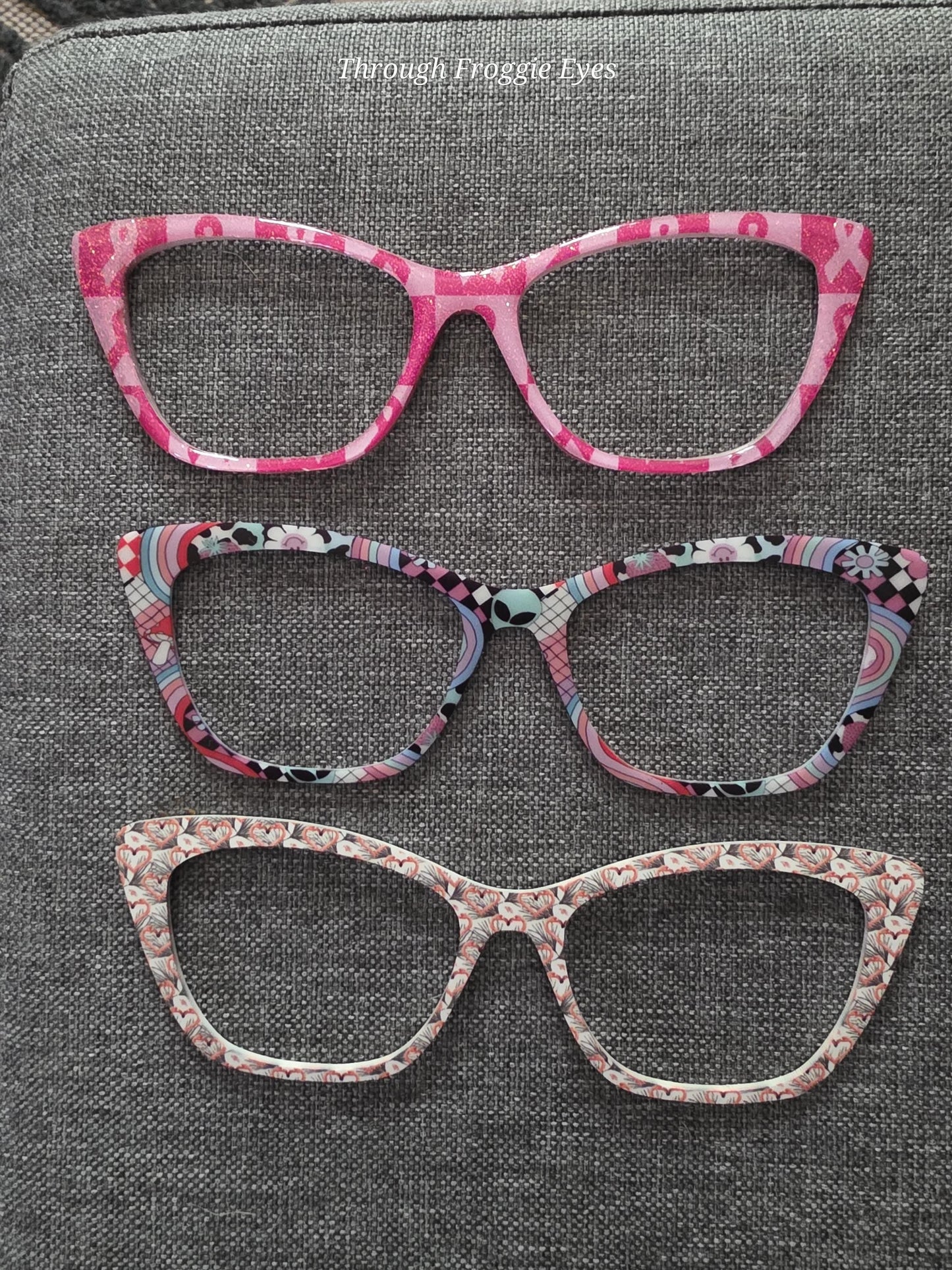 Opaque Breast Cancer Pink split frame topper for Pair frames