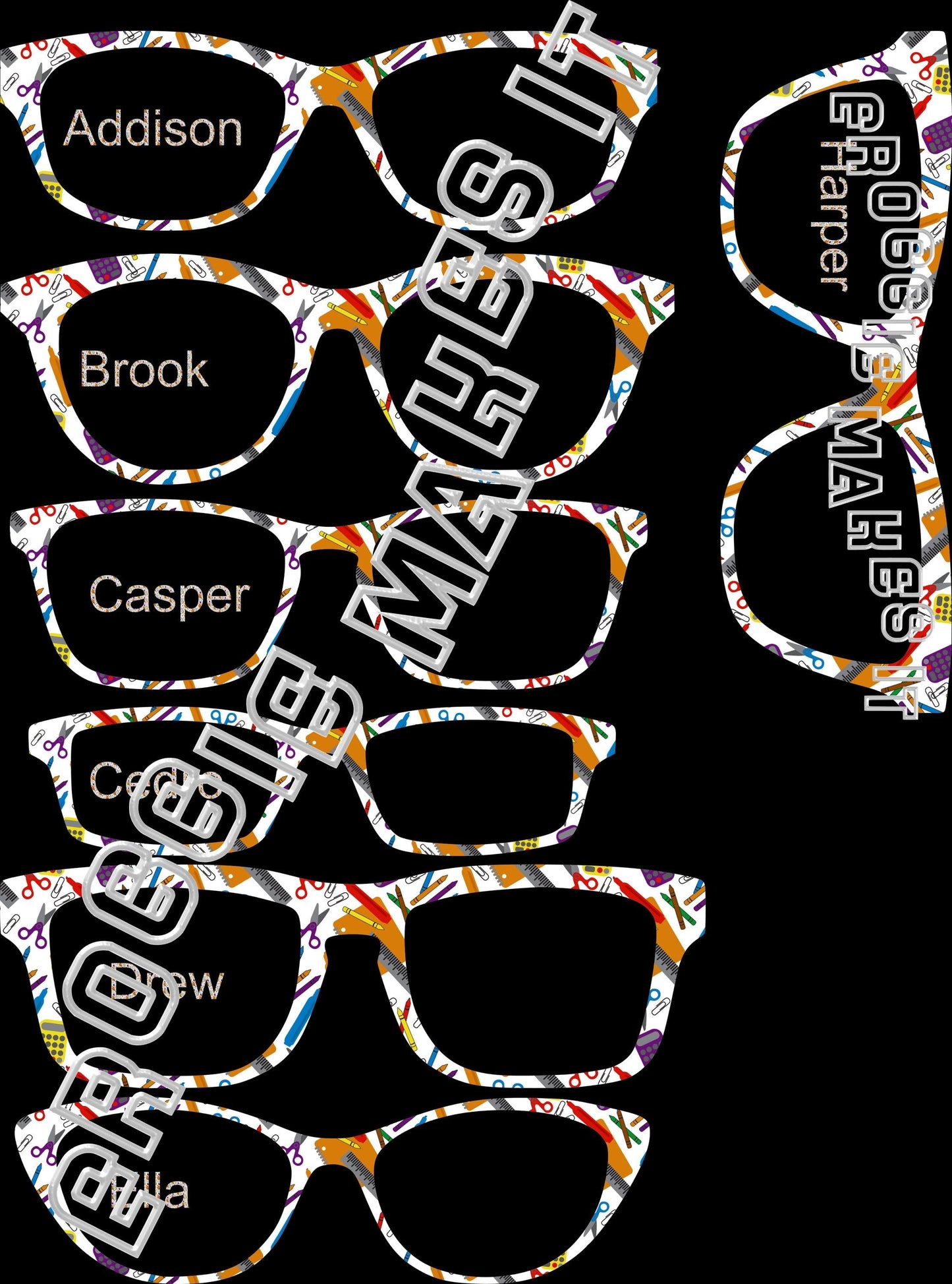 Holographic Teacher Supplies frame topper compatible with Pair frames +