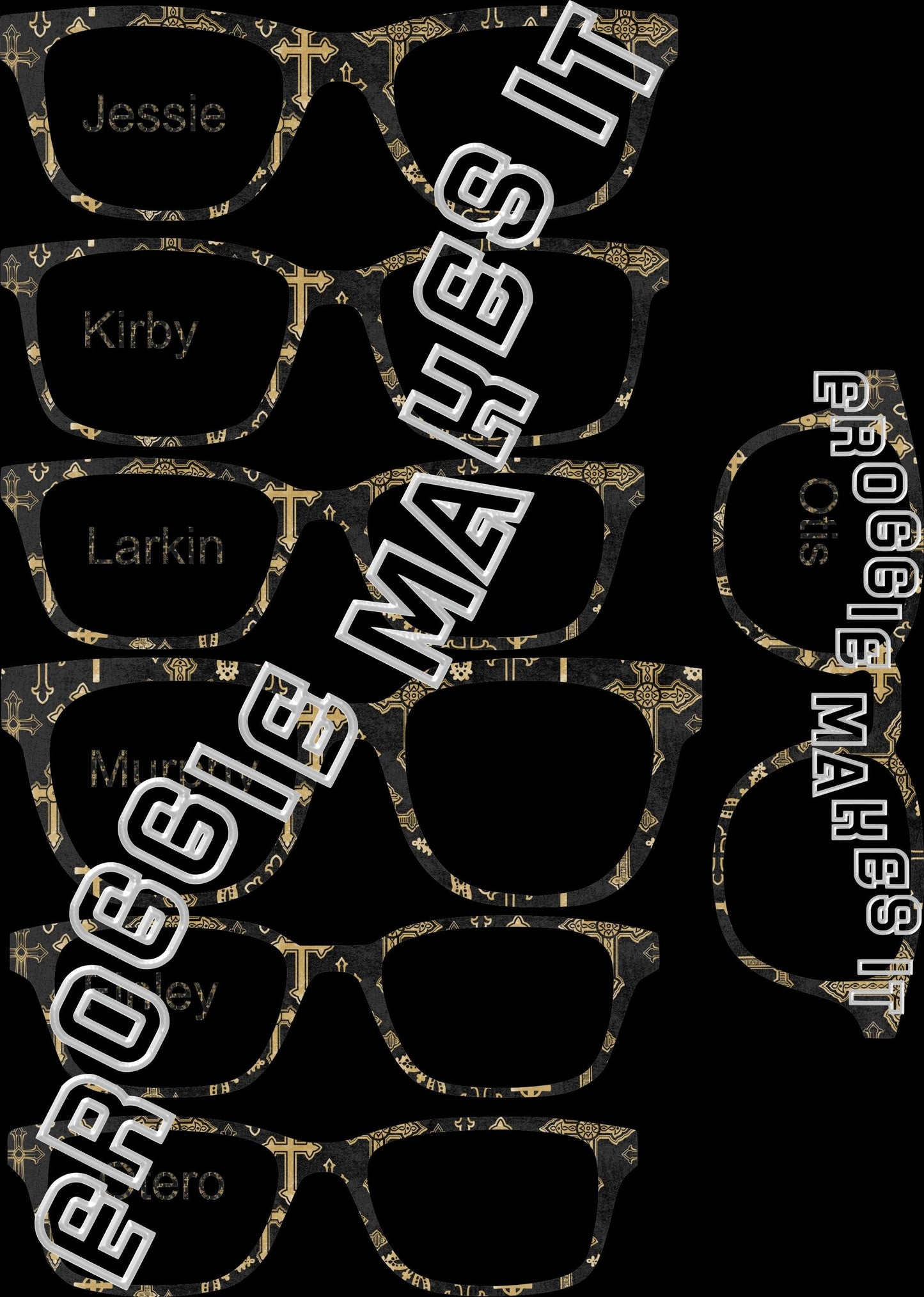 Holographic The LG Crosses on Dark BG frame topper compatible with Pair frames