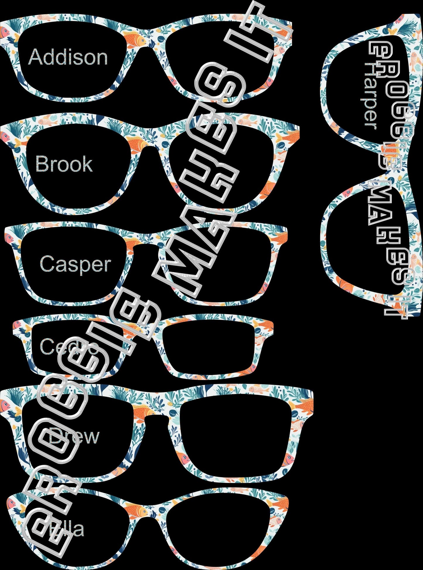 Holographic Sea Life frame topper compatible with Pair frames +
