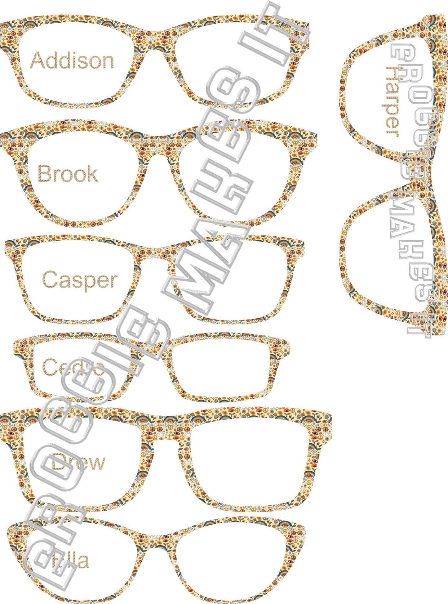 Translucent Happy Hippie frame topper compatible with Pair frames