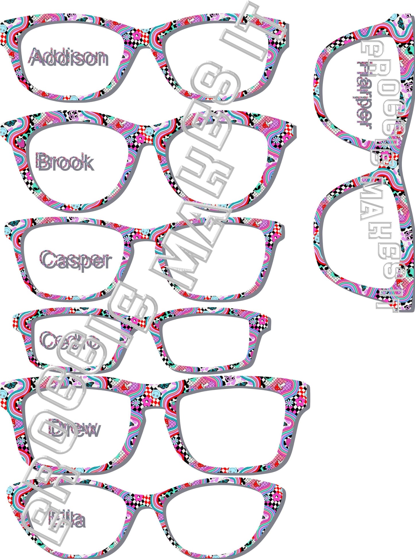 Holographic Groovy, Out of this World, Retro, Hippie, Alien frame topper to fit Pair frames