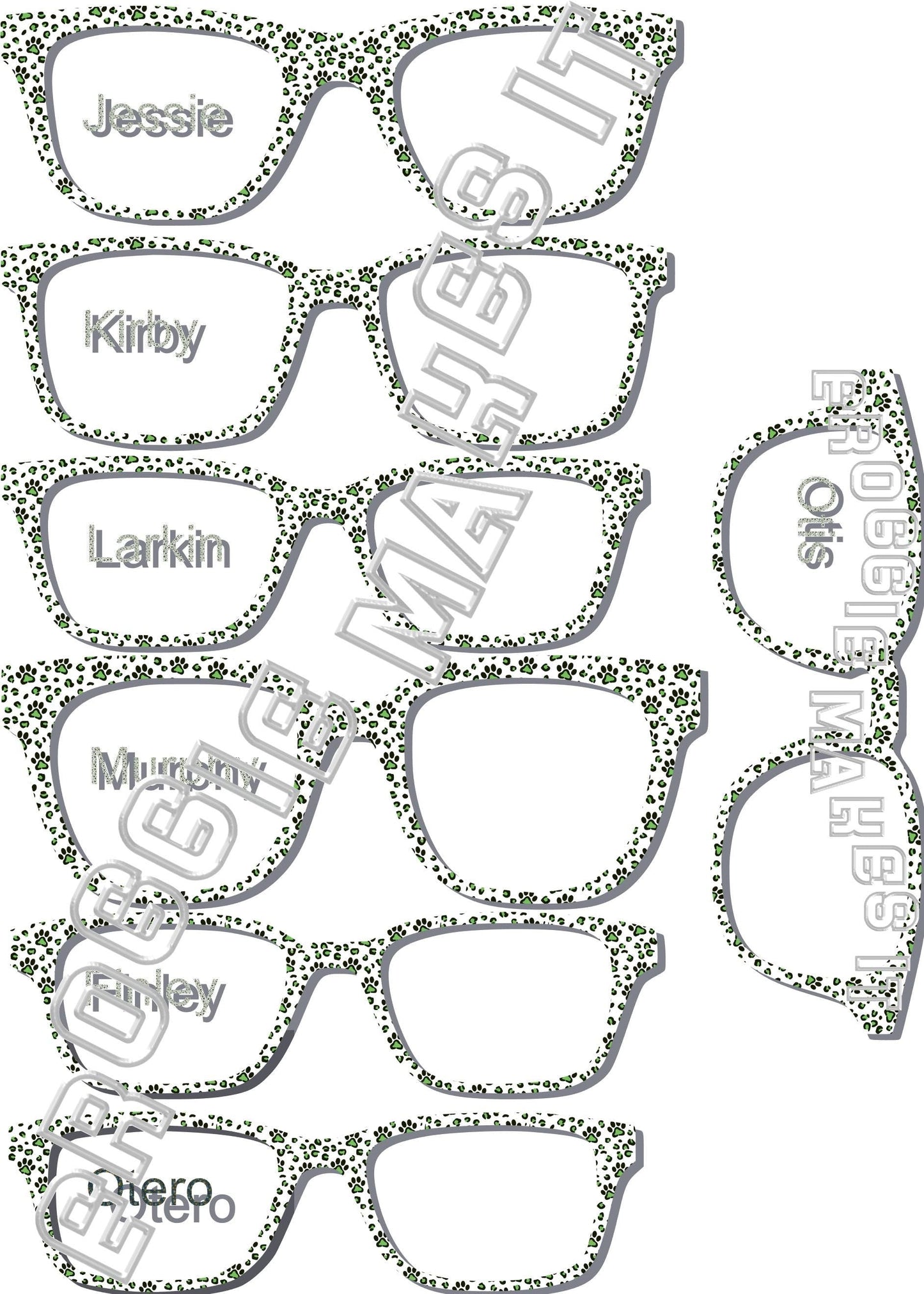 Translucent Green Paw Prints frame topper to fit Pair frames