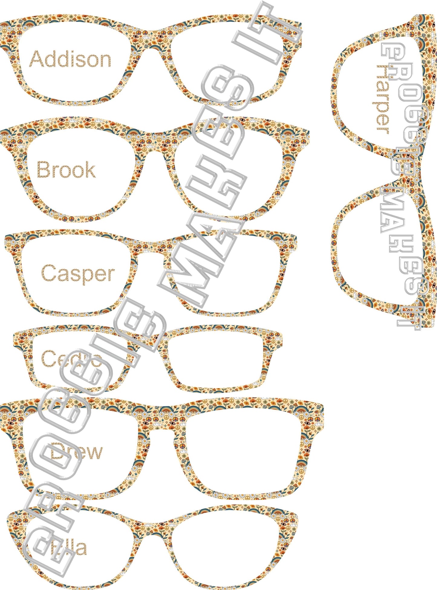 Opaque Happy Hippie frame topper compatible with Pair frames