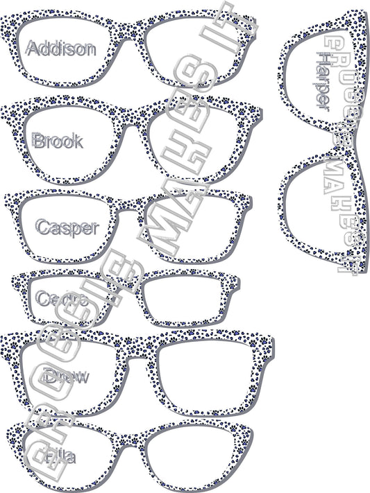 Translucent Blue Paw Prints frame topper to fit Pair frames +