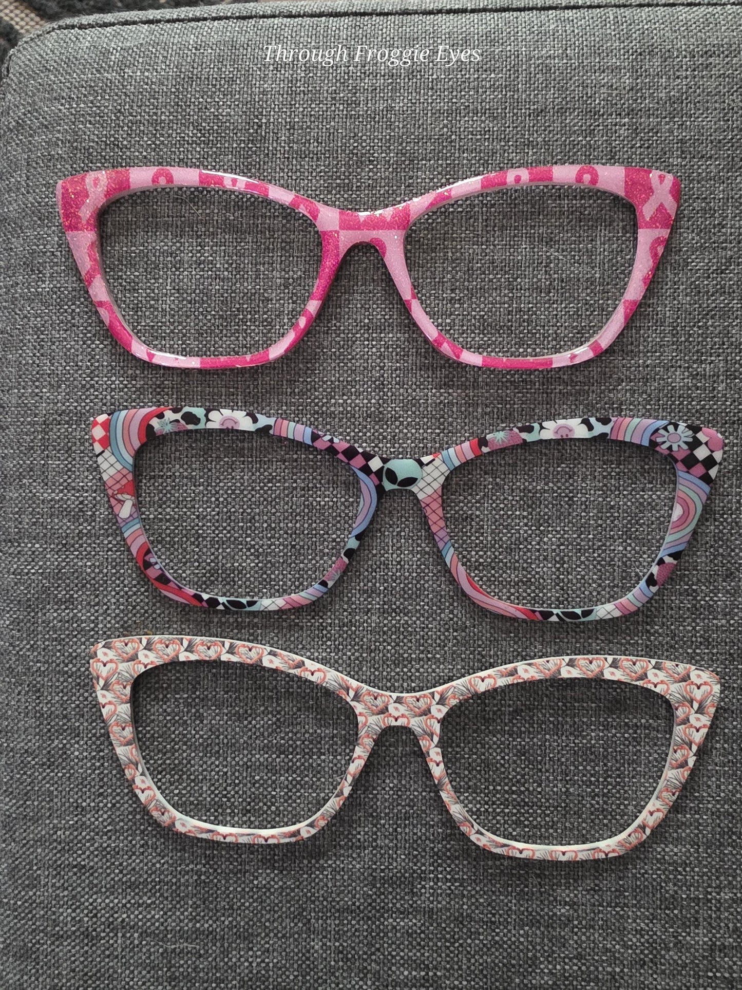 Holographic Kaleidoscope Blooms frame topper for Pair frames