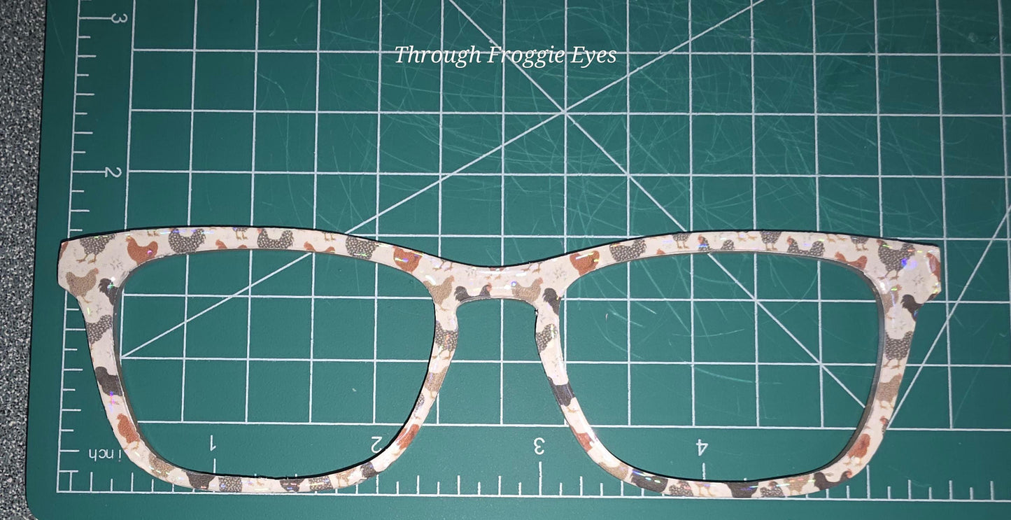 Holographic Happy Hens frame topper for Pair frames