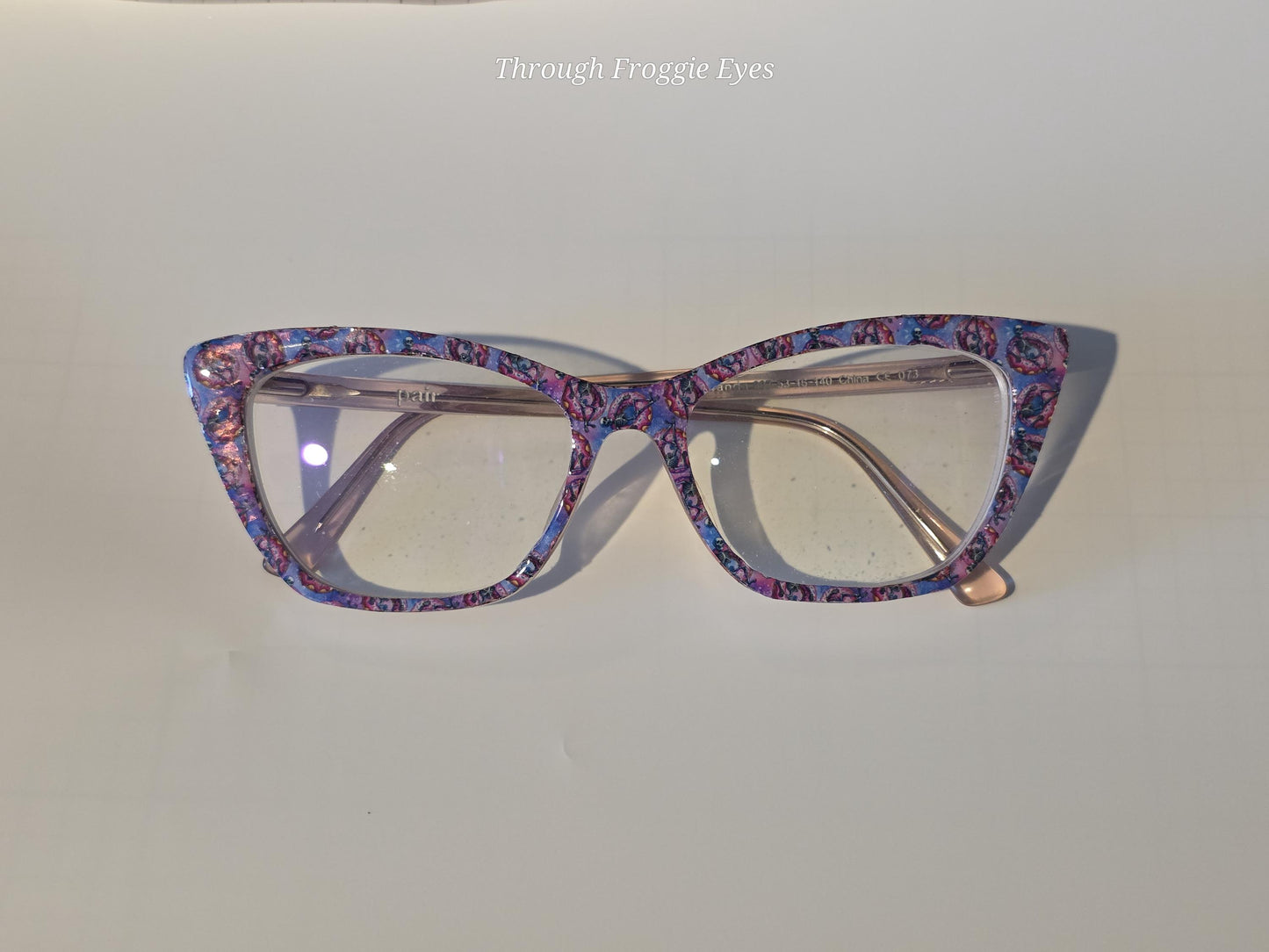 Holographic Hot Pink Skull split frame topper for Pair frames