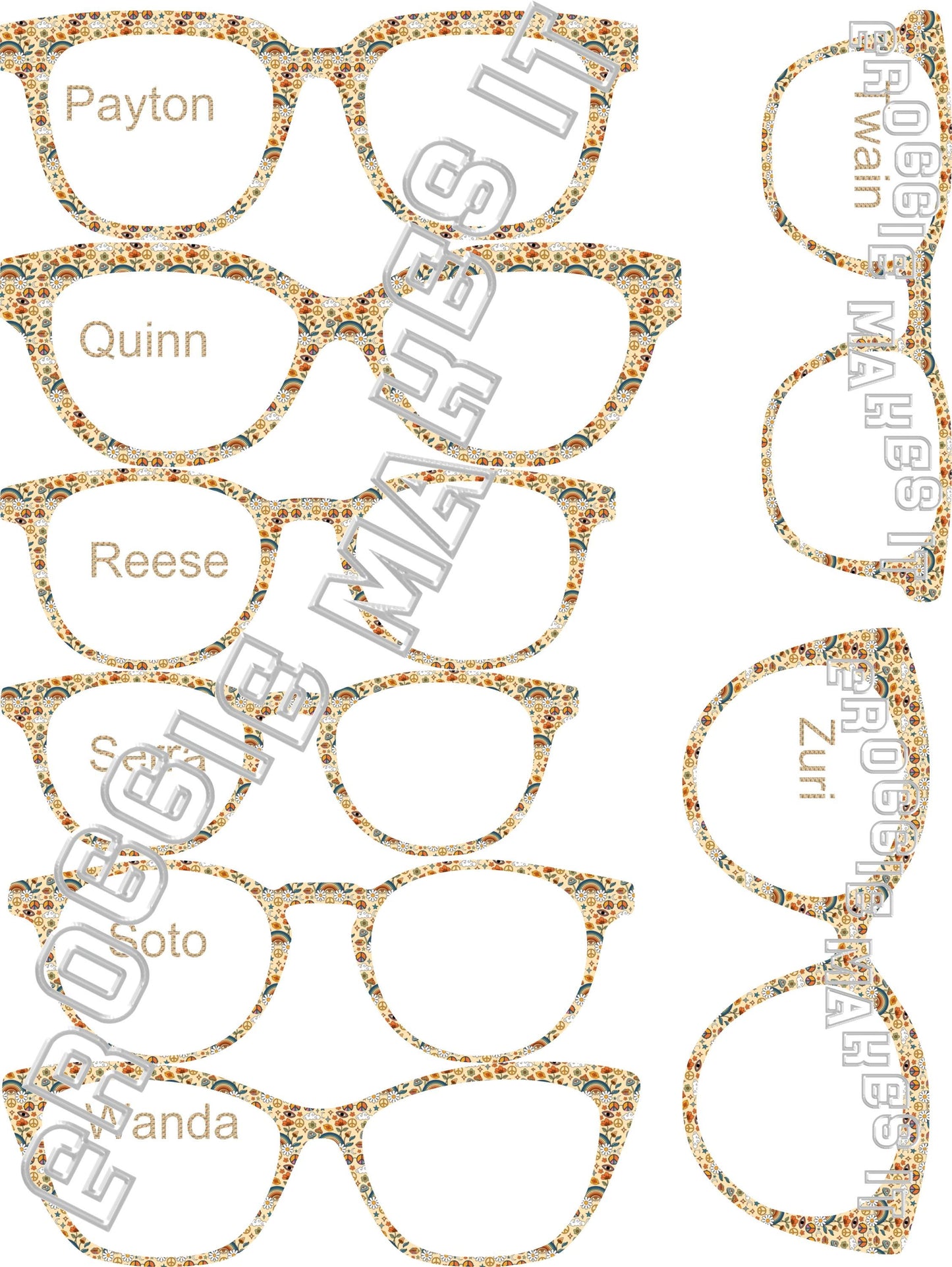 Holographic Happy Hippie frame topper compatible with Pair frames